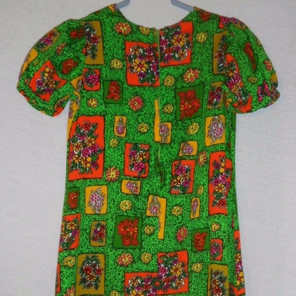 Vintage Made in Hawaii Floral Green Dress Smaller - Picture 6 of 7